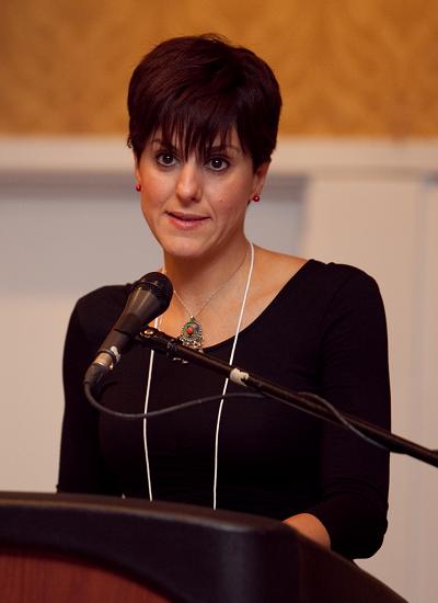 Djemila Benhabib at the podium, 2010-10-03