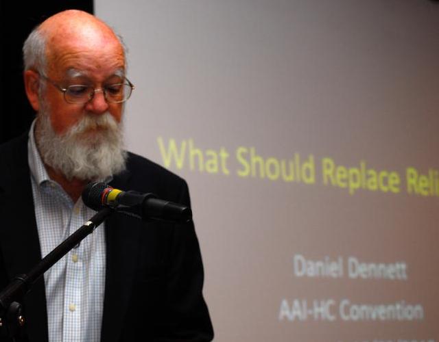 Daniel Dennett at the podium, 2010-10-02